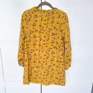 Versona Fall Floral Dress Women’s SMALL Yellow Long‎ Sleeve Mini